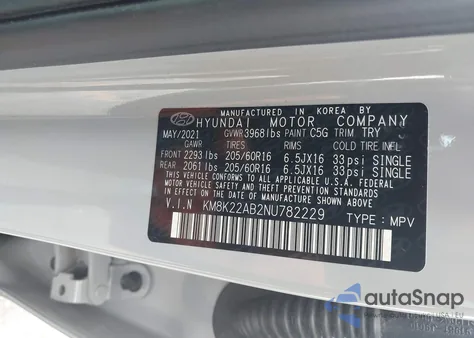 2022 Hyundai Kona Se из США, поврежденный, VIN KM8K22AB2NU782229